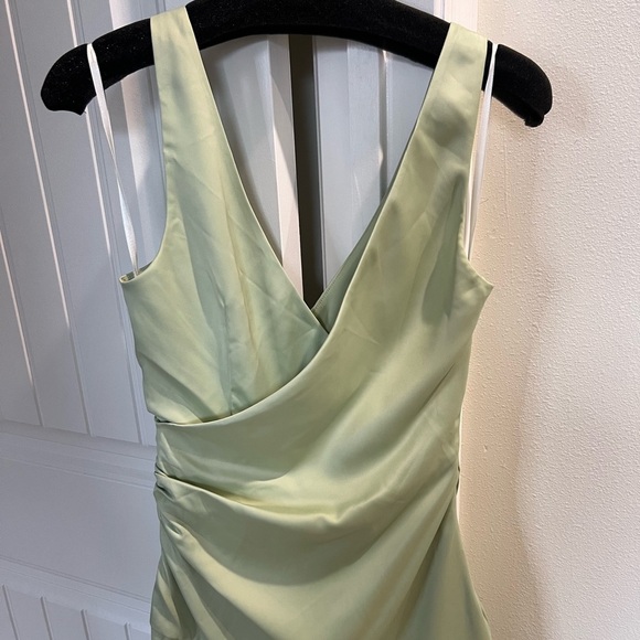 NWT Lovers and Friends Dawn Gown Sage Green draped satin maxi dress Revolve S - Picture 12 of 14